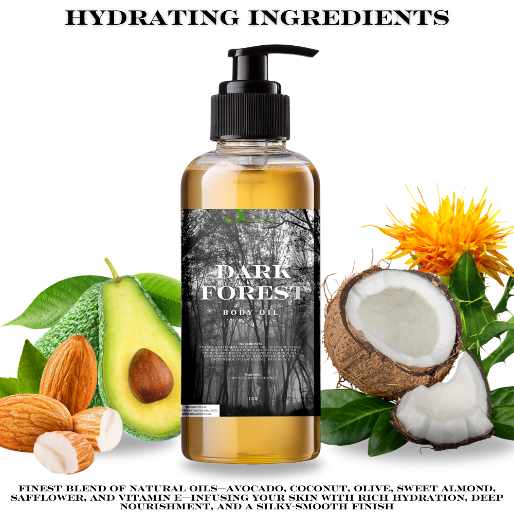 Dark Forest Nourishing Body Oil - 12oz | Avocado, Coconut, Olive, Sweet Almond & Safflower Oils + Vitamin E