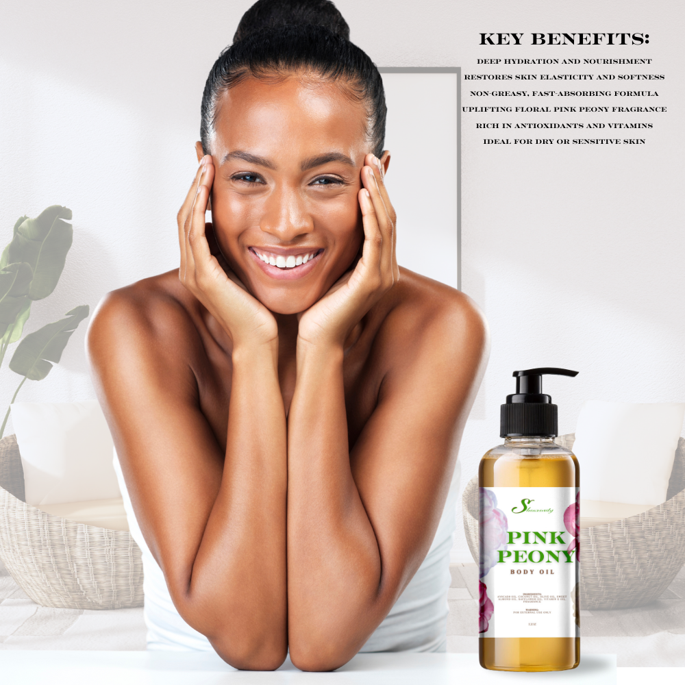Shearenity Pink Peony Body Oil – 12oz | Avocado, Coconut, & Sweet Almond Oils with Pink Peony Scent,  Hydrating and Nourishing Body Oil