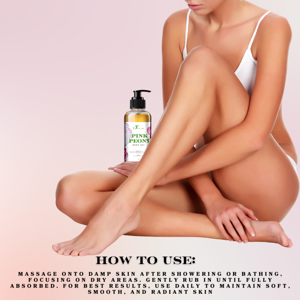Shearenity Pink Peony Body Oil – 12oz | Avocado, Coconut, & Sweet Almond Oils with Pink Peony Scent,  Hydrating and Nourishing Body Oil